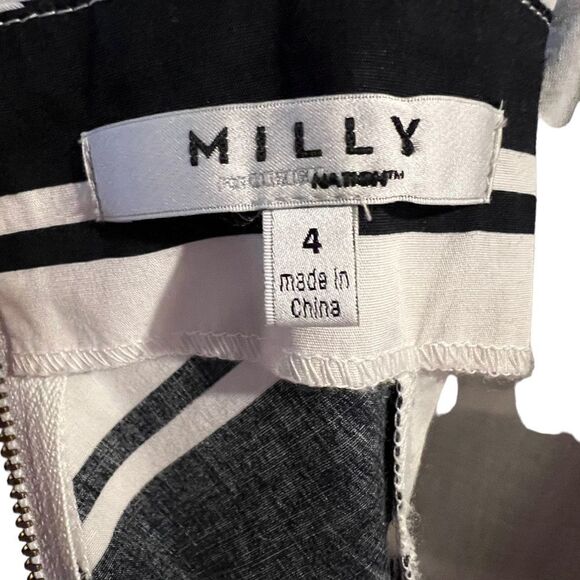 Milly Black and White Striped Fit n Flair Dress, Size 4 - Picture 7 of 7